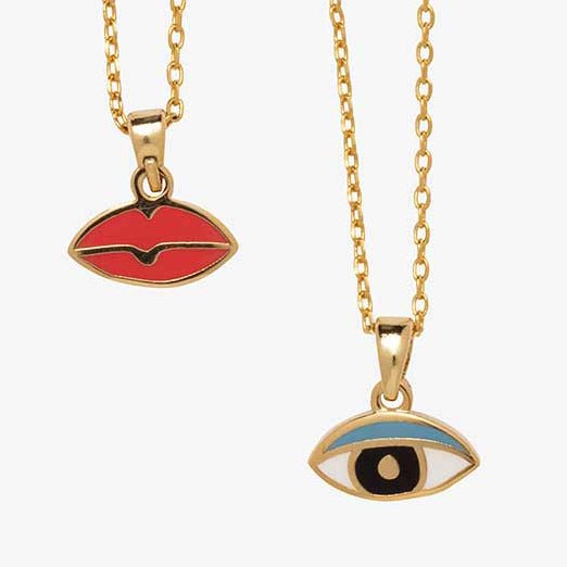 Eyes &amp; Lips - Double Sided Pendant - Yellow Owl Workshop