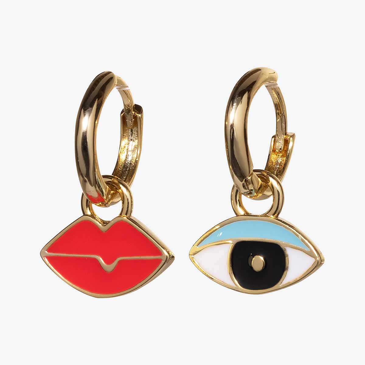 Eyes &amp; Lips Hoop Earrings - Yellow Owl Workshop