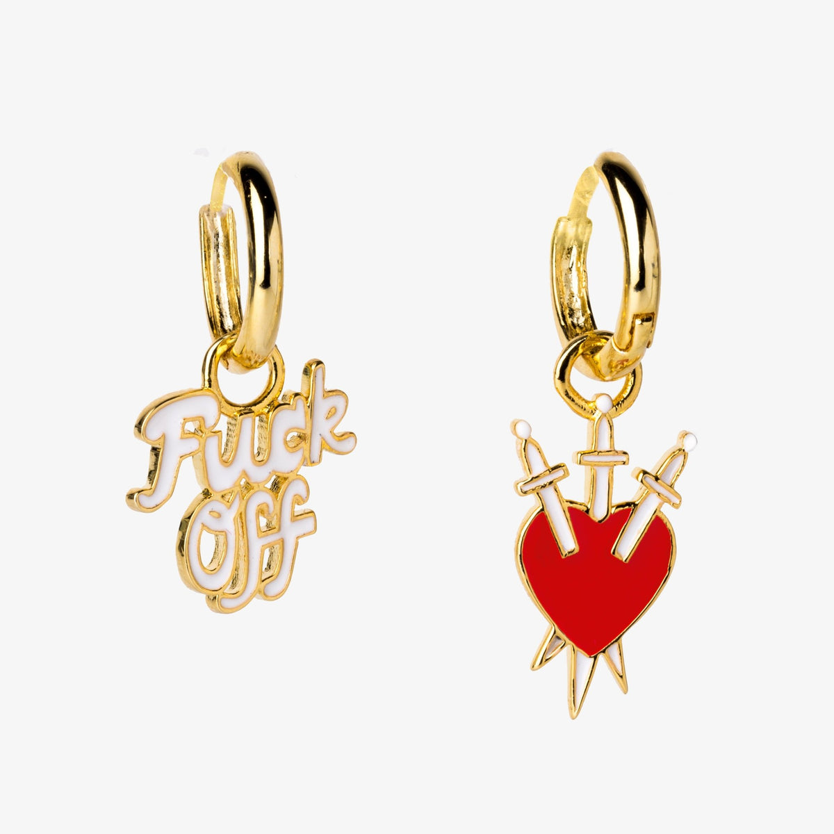 F*ck Off &amp; Heart Hoop Earrings - Yellow Owl Workshop