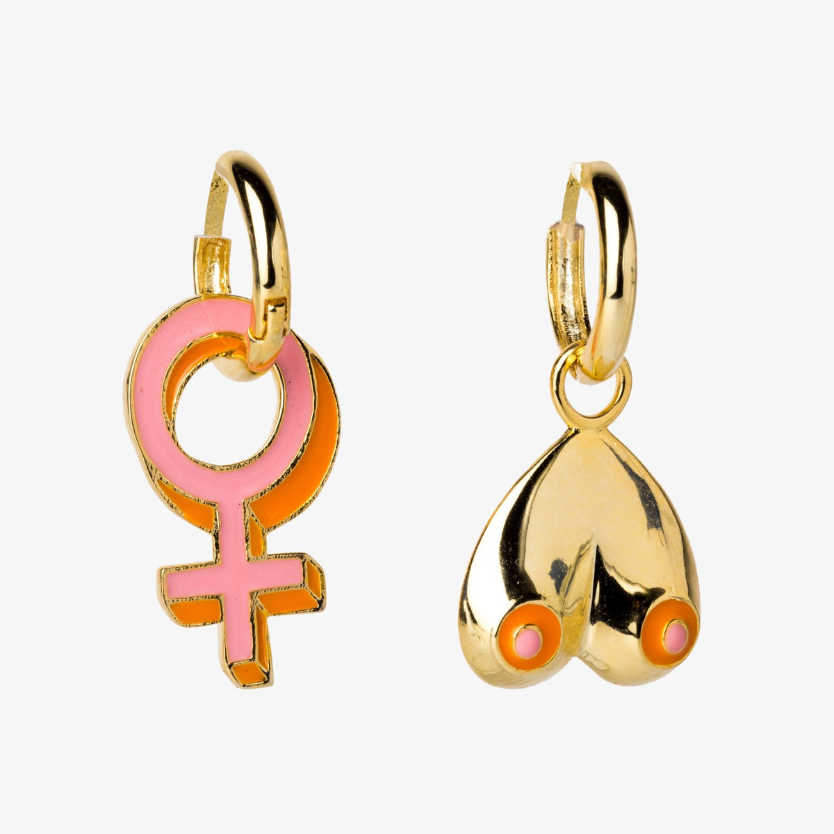 Feminist Female Boobs Hoop Earrings - Yellow Owl Workshop