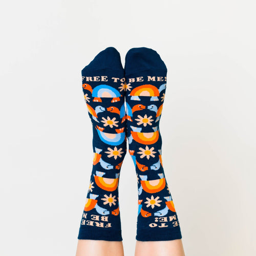 Free To Be Me Crew Socks - Women's - Yellow Owl Workshop