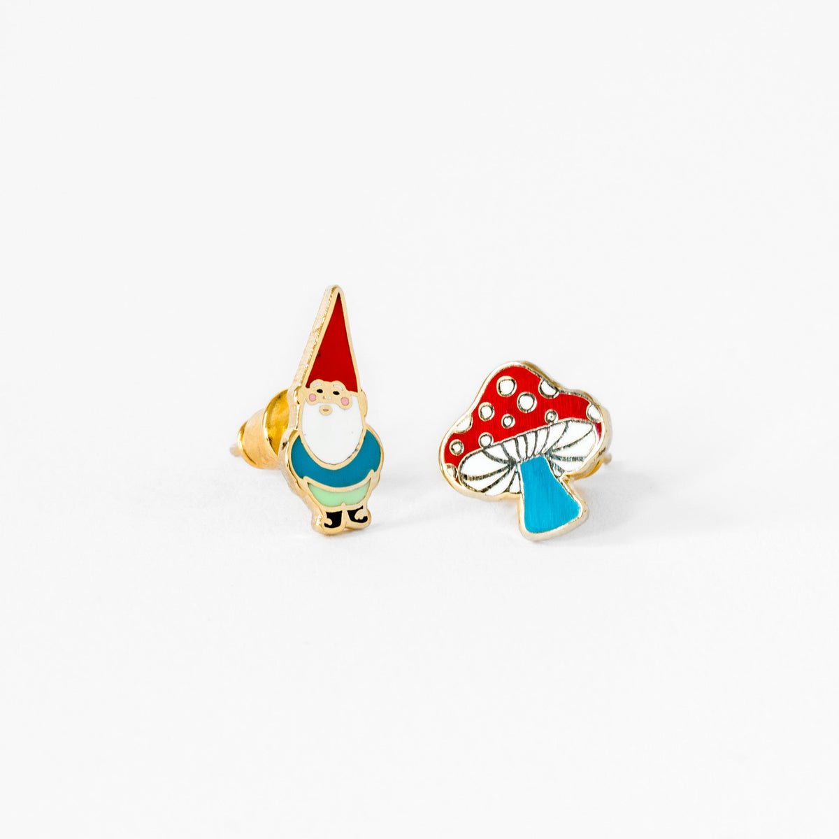 Gnome &amp; Mushroom Earrings - Yellow Owl Workshop