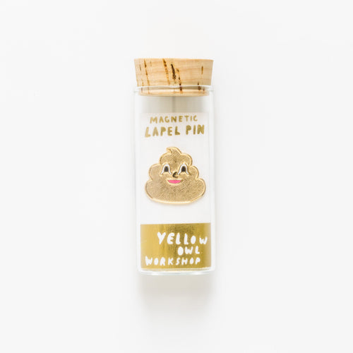 Gold Poo Emoji Lapel Pin - Yellow Owl Workshop