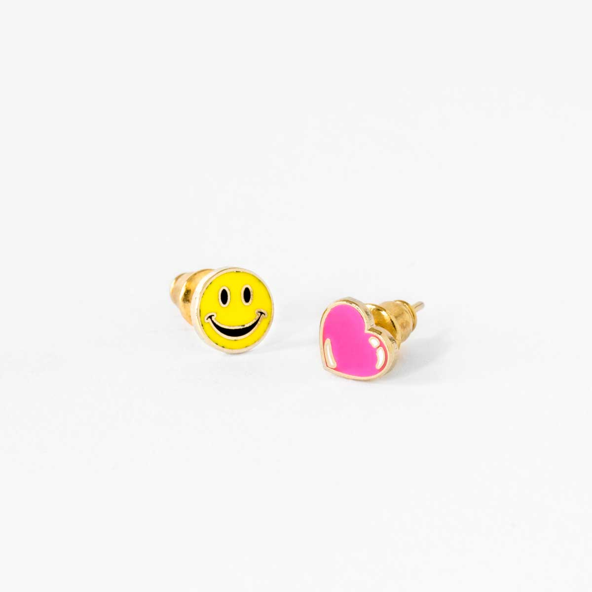 Happy Face &amp; Heart Earrings - Yellow Owl Workshop