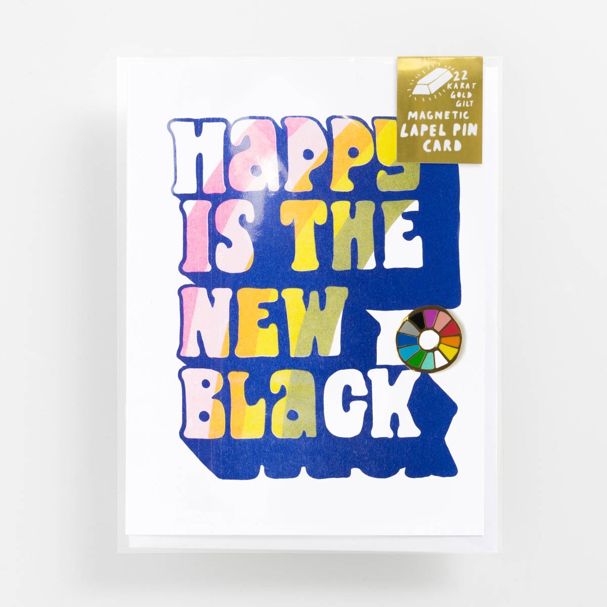 Happy Is The New Black - Lapel Pin Card - Yellow Owl Workshop