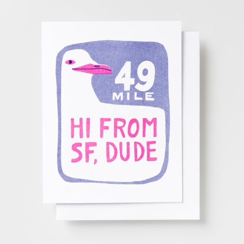 Hi From SF - Risograph Card - Yellow Owl Workshop