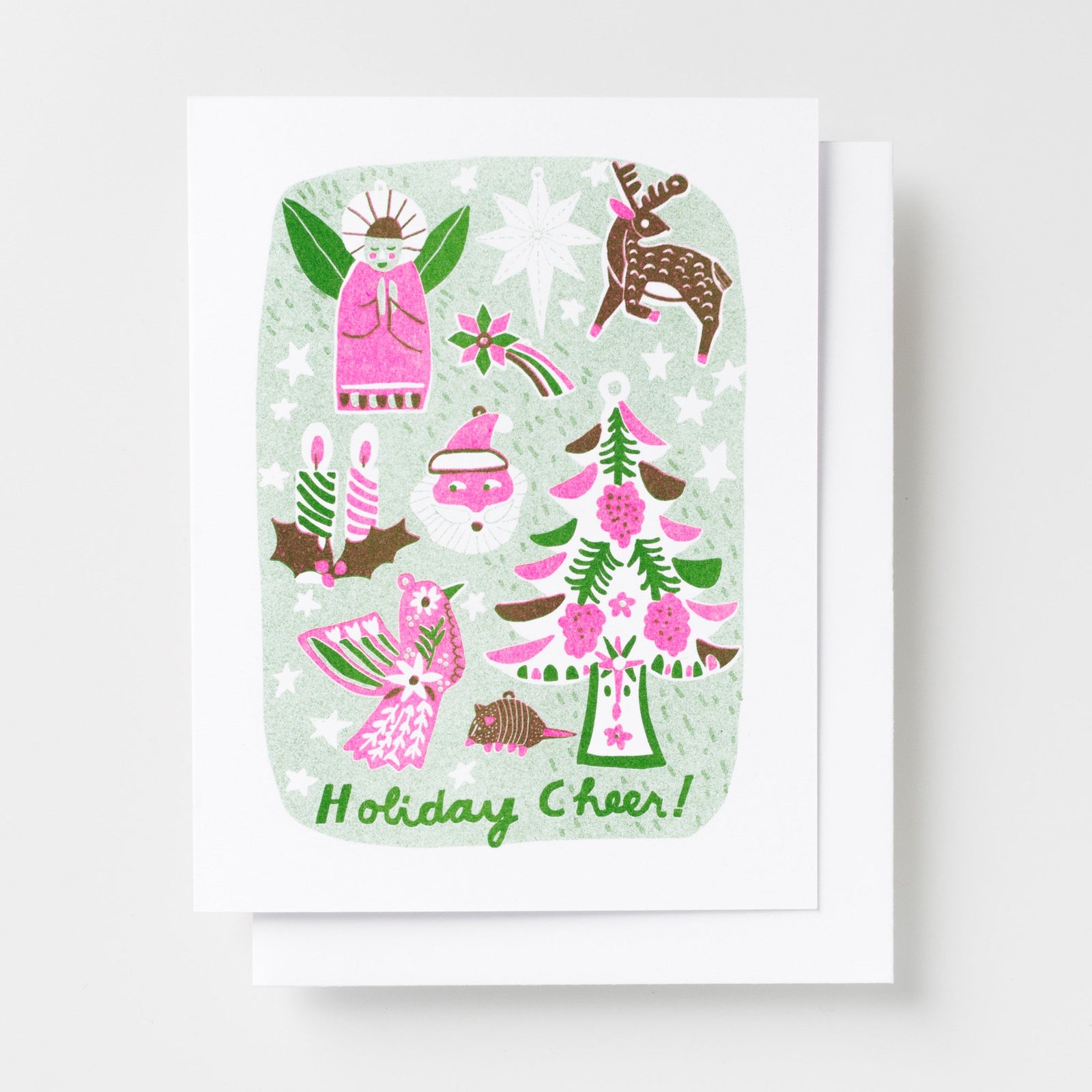Holiday Cheer - Risograph Card - Yellow Owl Workshop