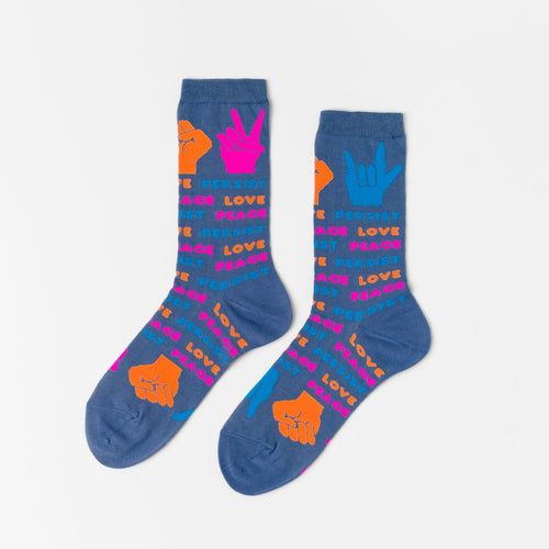 Love Peace Persist Crew Socks - Women's - Yellow Owl Workshop