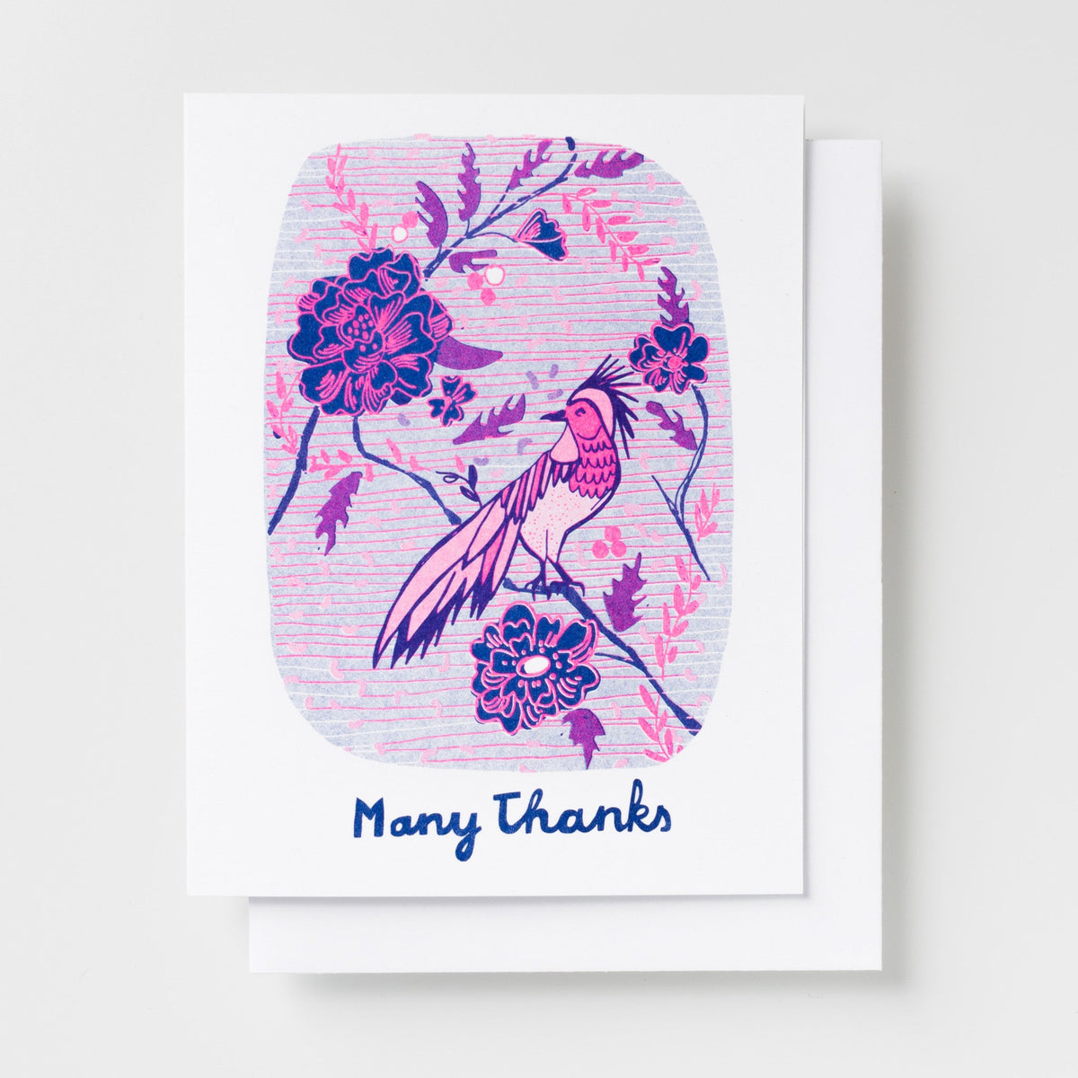 Many Thanks Bird - Risograph Card - Yellow Owl Workshop