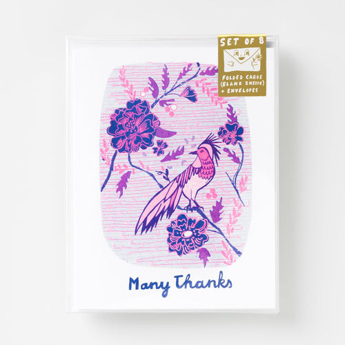 Many Thanks Bird - Risograph Card Set - Yellow Owl Workshop