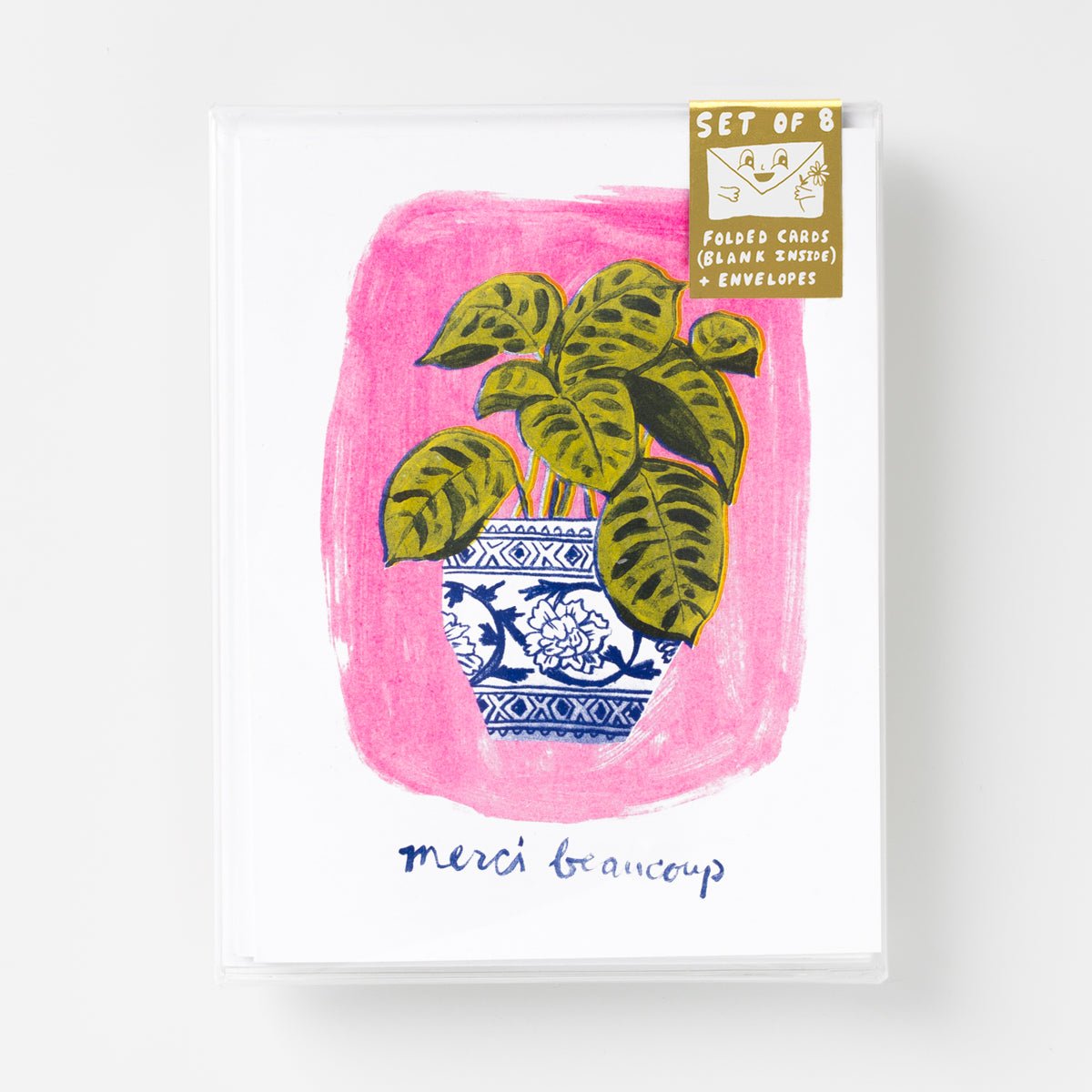 Merci Beaucoup Plant - Risograph Card Set - Yellow Owl Workshop