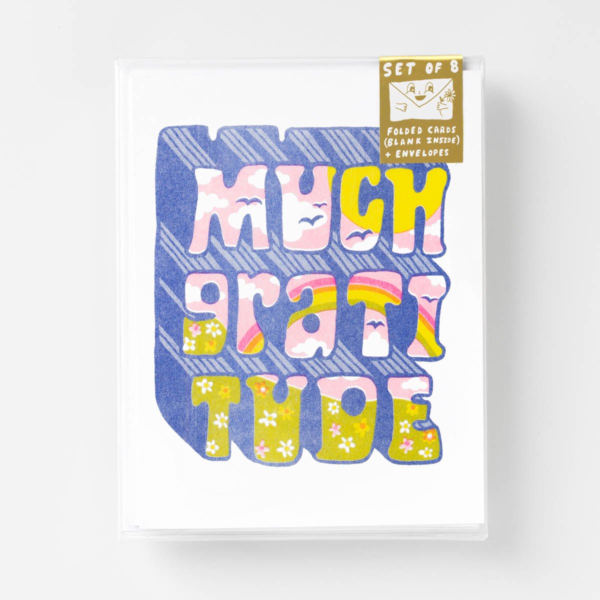 Much Gratitude - Risograph Card Set - Yellow Owl Workshop