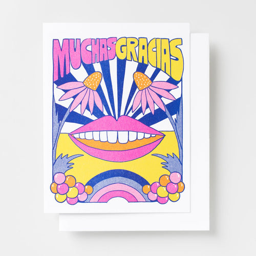 Muchas Gracias - Risograph Card - Yellow Owl Workshop