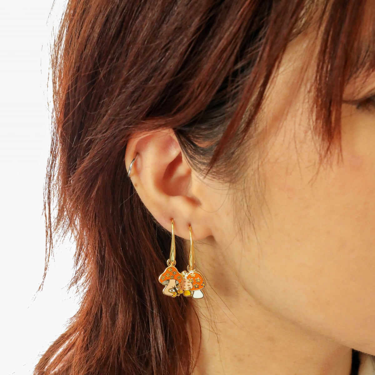 Mushroom Butterfly Drop Earrings - Yellow Owl Workshop