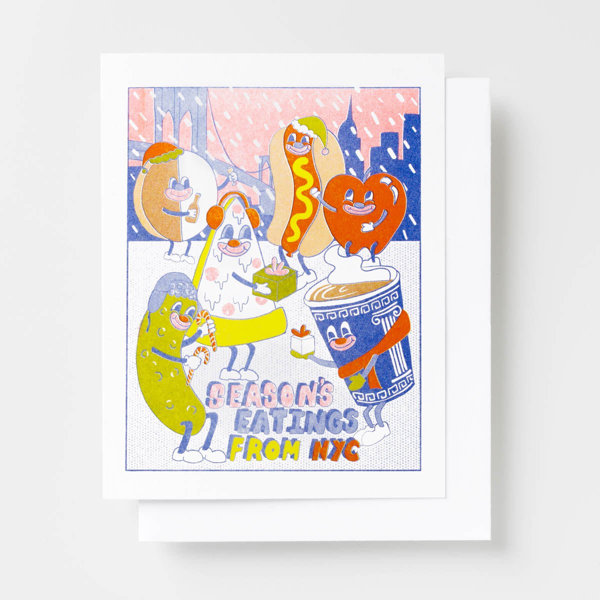 NYC Season's Eatings - Risograph Card - Yellow Owl Workshop