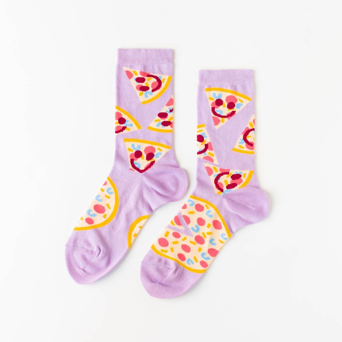 Pizza Happy Face Crew Socks - Women's - Yellow Owl Workshop