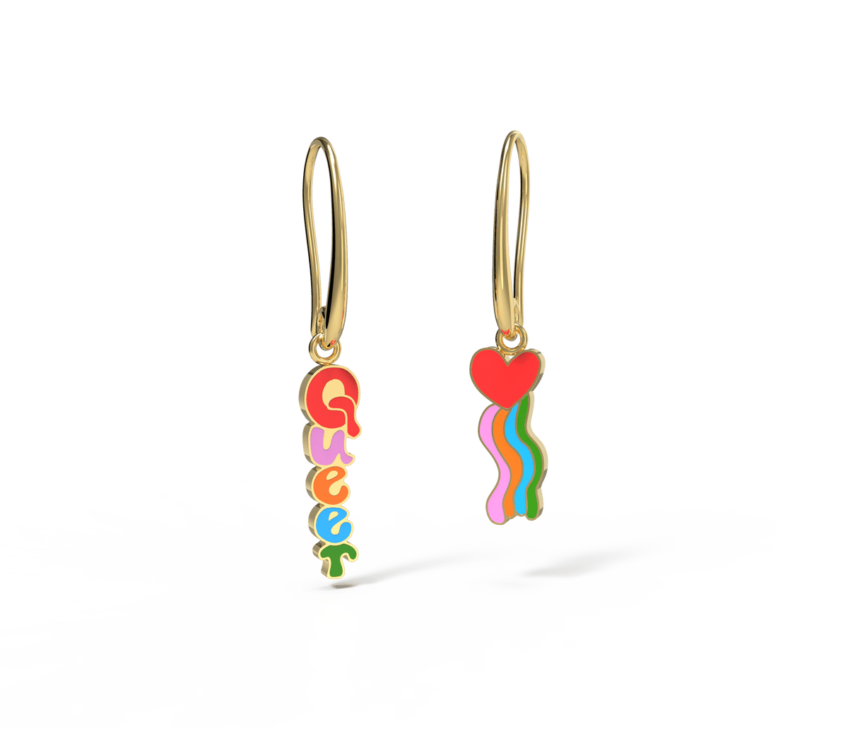 Queer Heart Drop Earrings - Yellow Owl Workshop