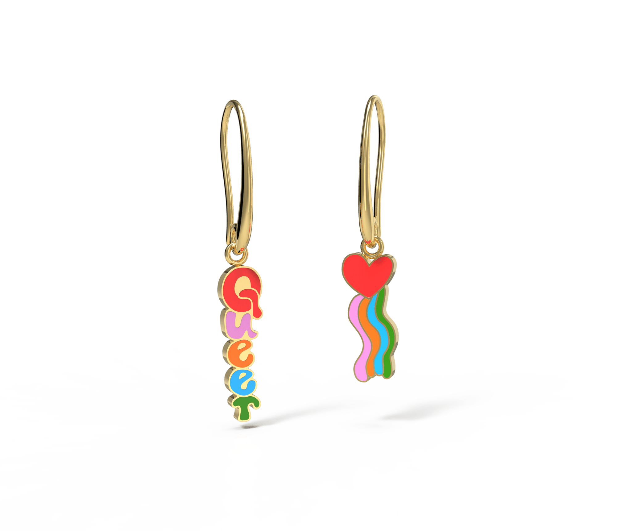 Queer Heart Drop Earrings - Yellow Owl Workshop