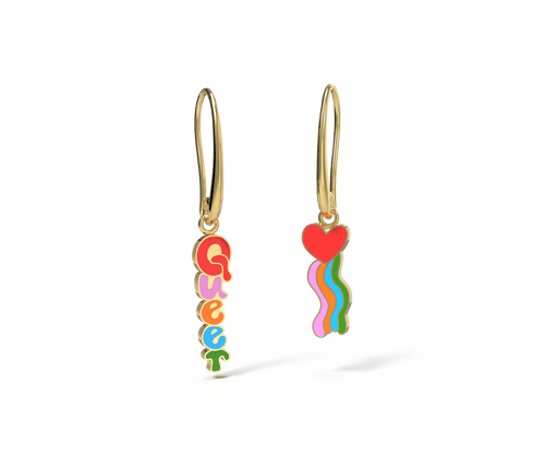 Queer Heart Drop Earrings - Yellow Owl Workshop