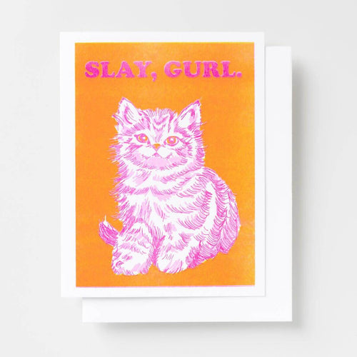 Slay, Gurl - Risograph Card - Yellow Owl Workshop