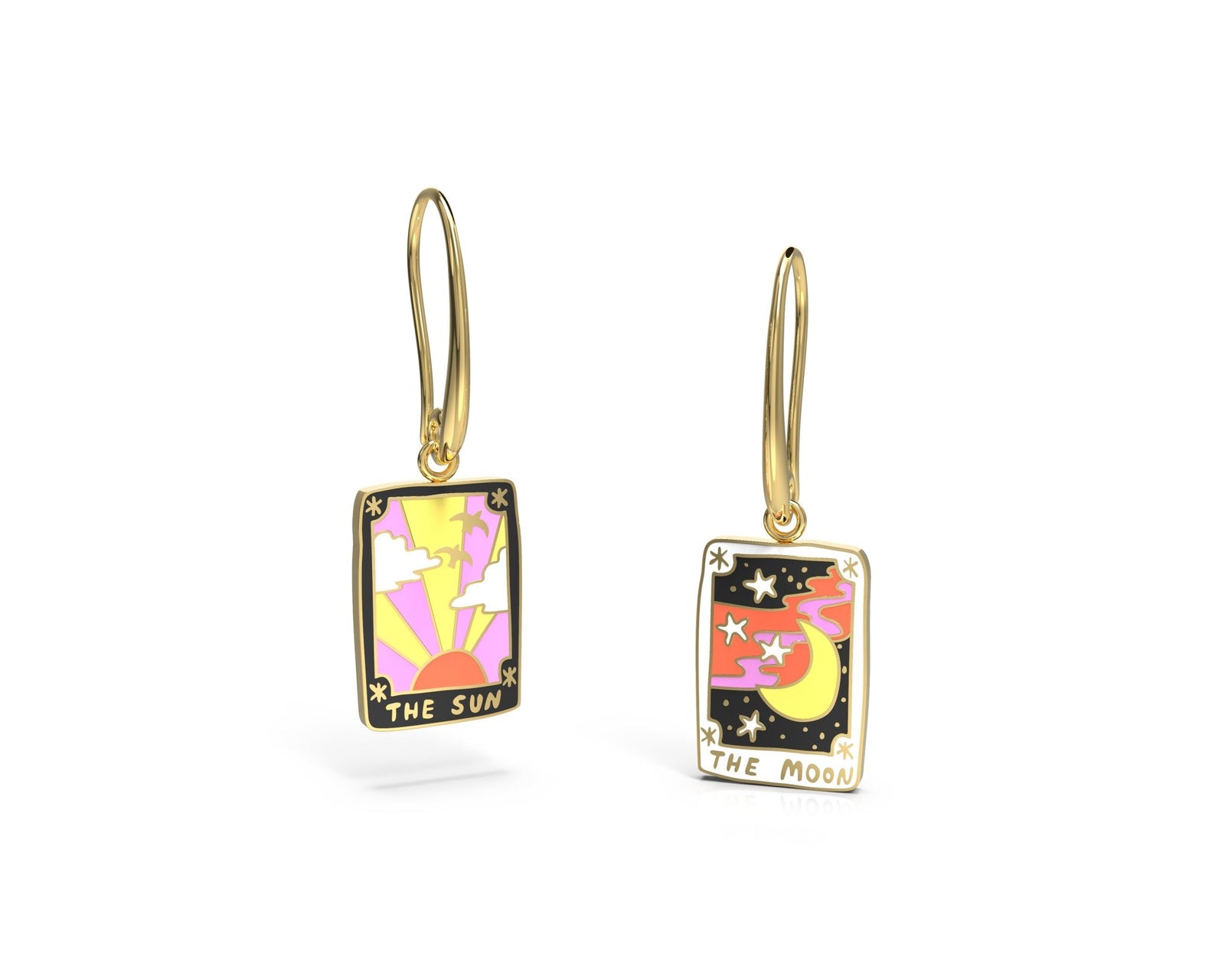 Sun and Moon Tarot Drop Earrings - Yellow Owl Workshop