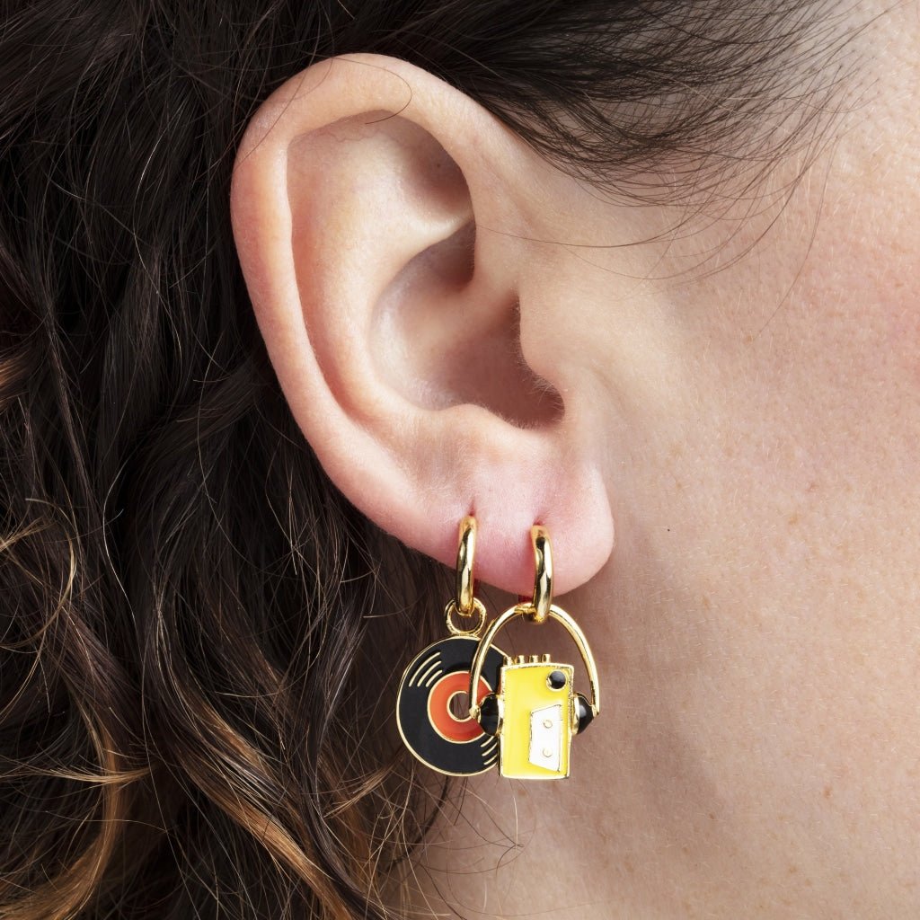 Walkman &amp; 7&quot; Hoop Earrings - Yellow Owl Workshop