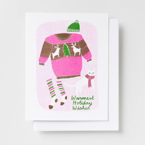 Warmest Holiday Wishes - Risograph Card Set - Yellow Owl Workshop